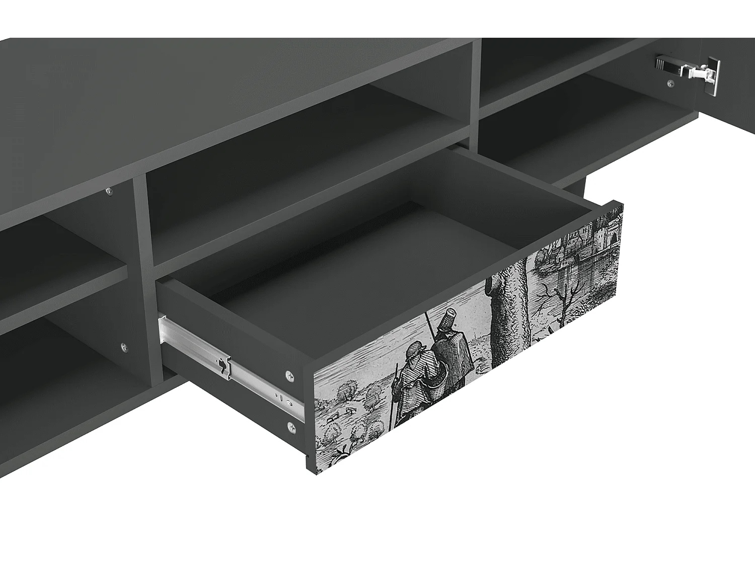 Mueble de TV - 170х59х41 cm - T6 - Milites Requiescentes, Antracita