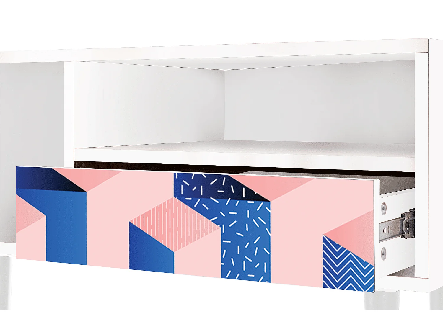 Meuble TV - 115х59х48 cm - T3 - Pinky Squares, Blanc