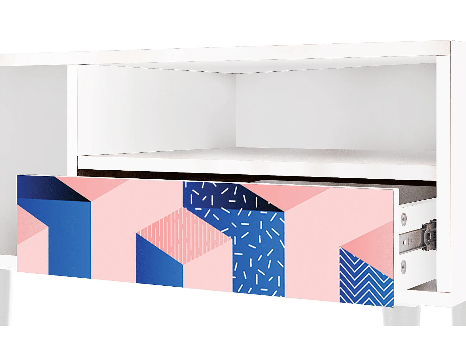 Szafka RTV - 115х59х48 cm - T3 - Pinky Squares, Biały