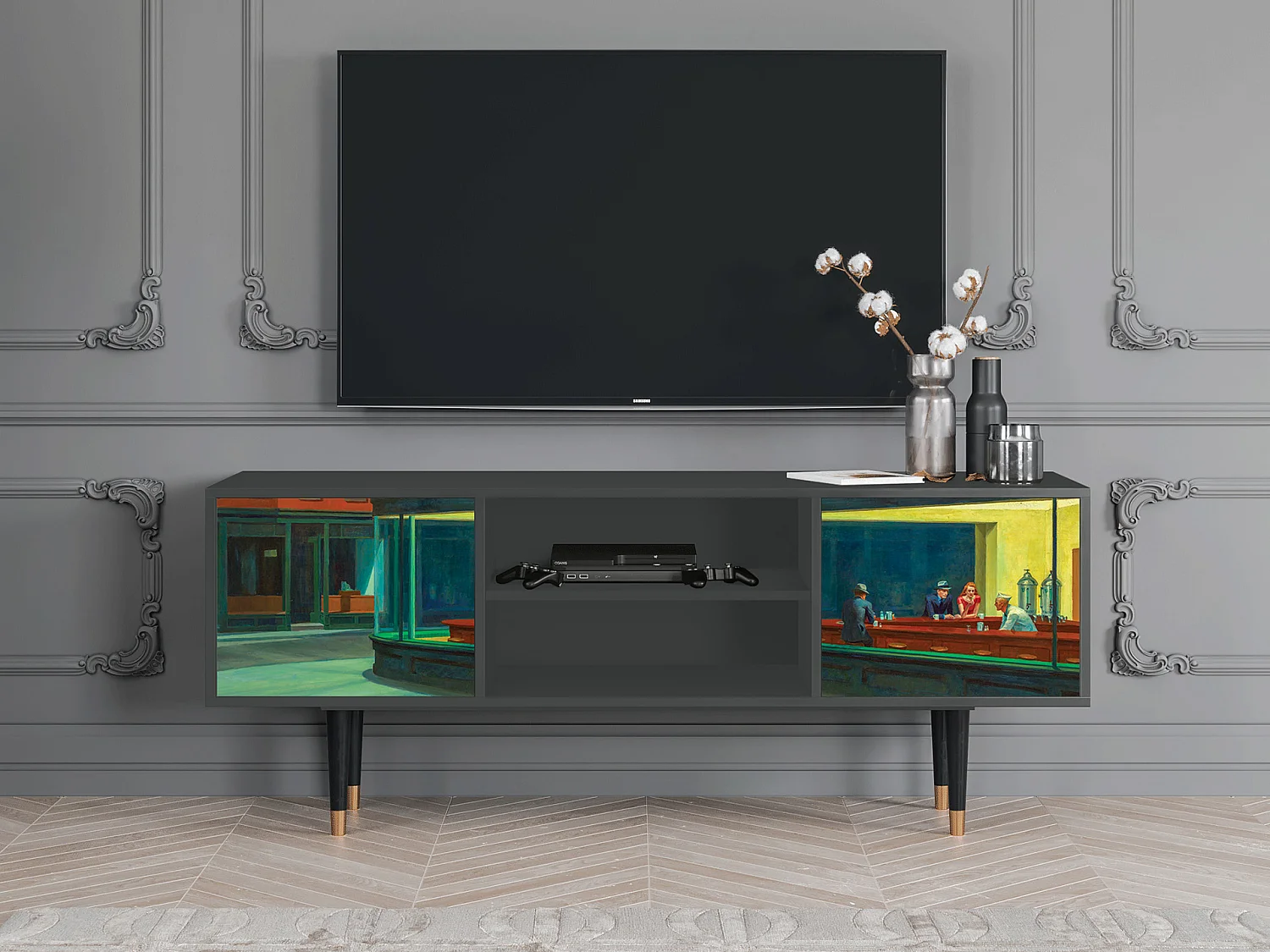 TV-Möbel - 170х69х48 cm - T2 - Nighthawks by Hopper, Anthrazit