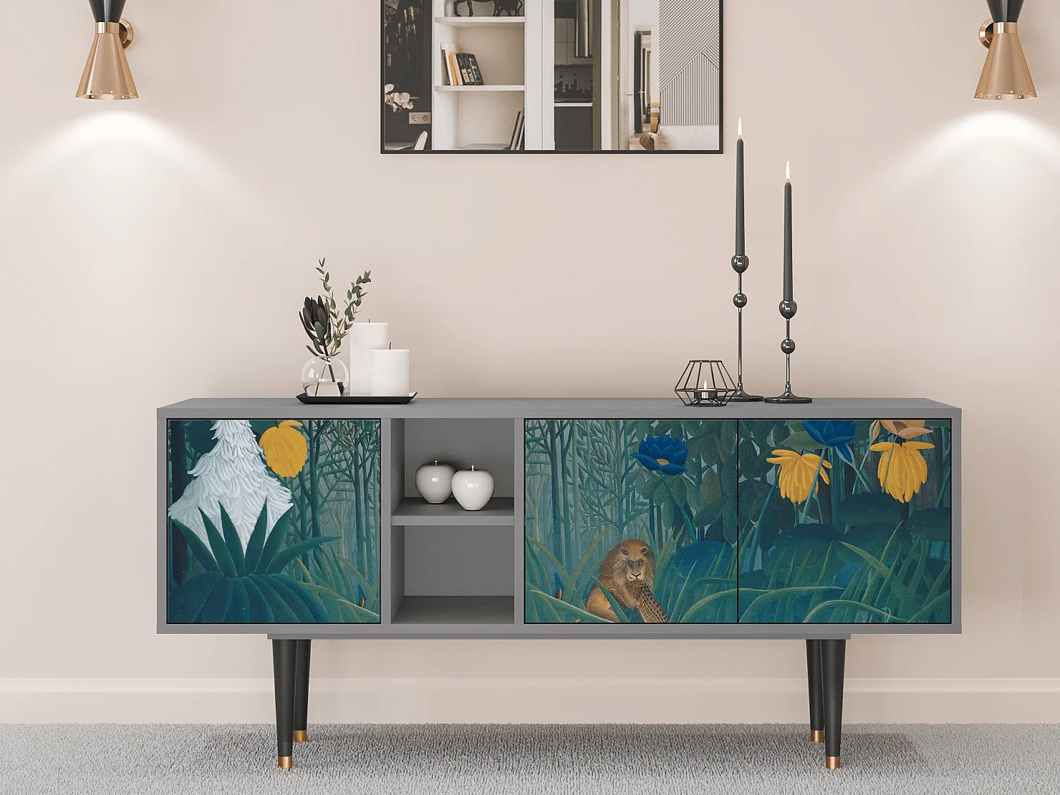 Meuble TV - 150х69х41 cm - T5 - The Repast of the Lion, Gris