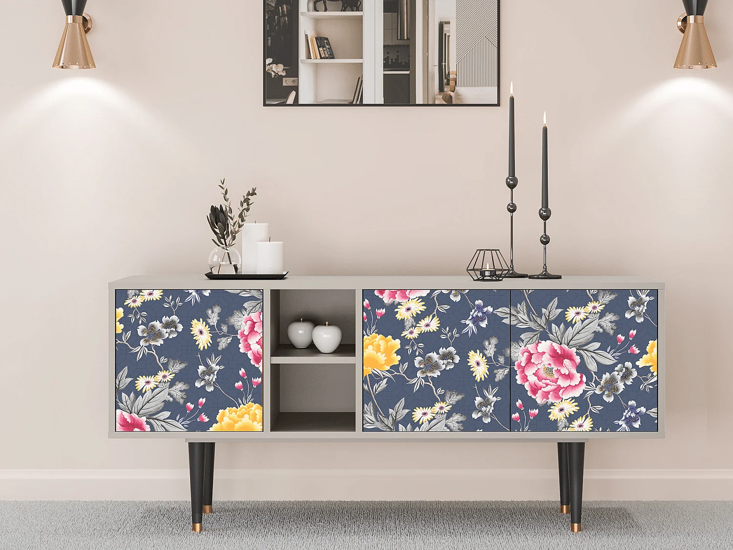 TV-Möbel - 150х69х41 cm - T5 - Dark Flower Bed, Sand