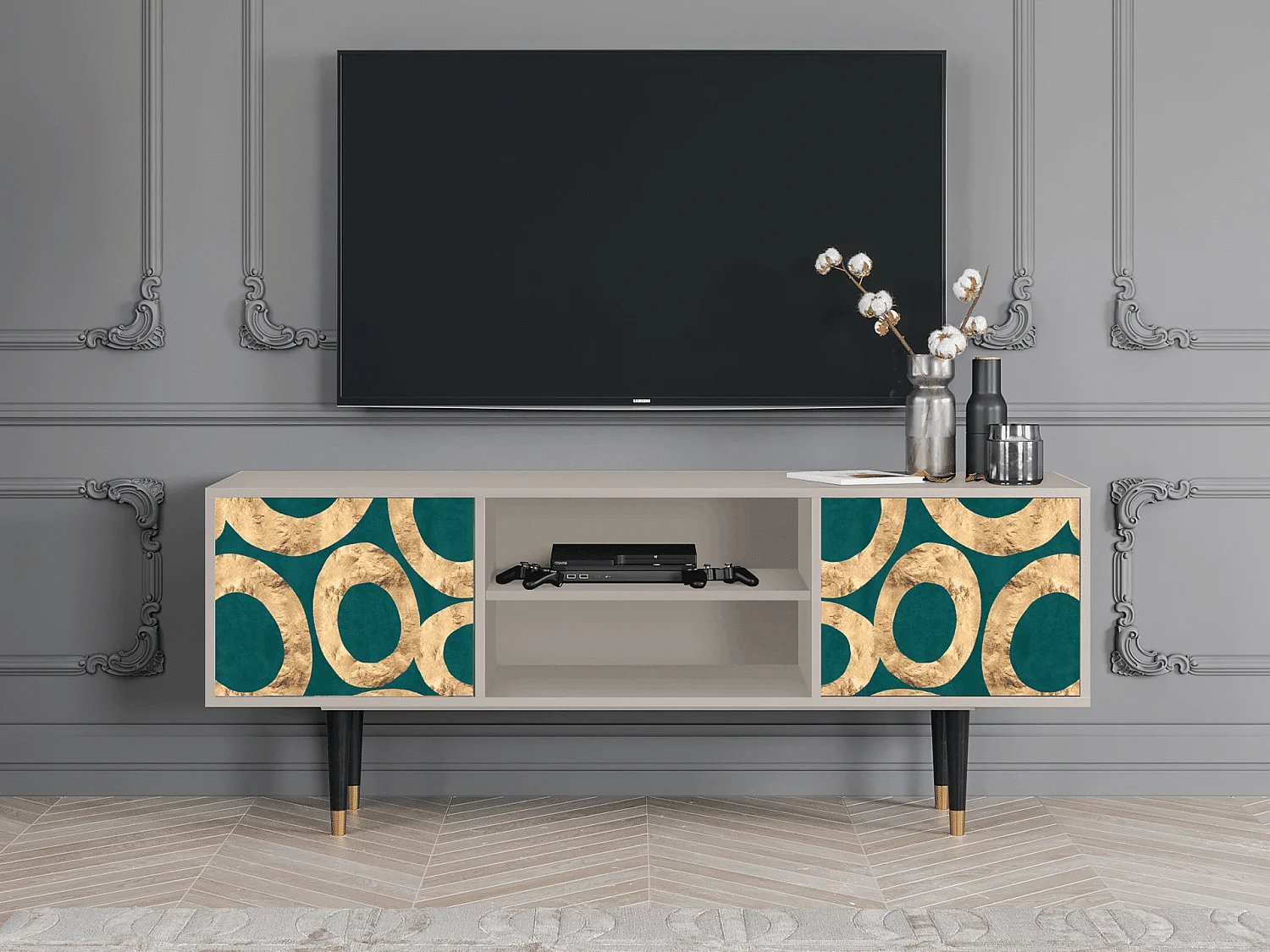 Mobile TV - 170х69х48 cm - T2 - Zircon Sphere, Sabbia