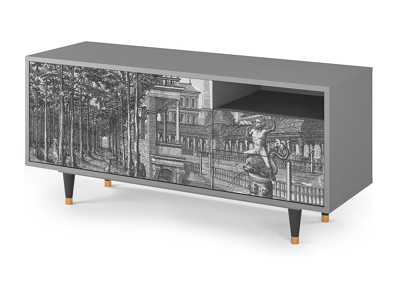 Meuble TV - 125х56х41 cm - T7 - View of the Piazza, Gris