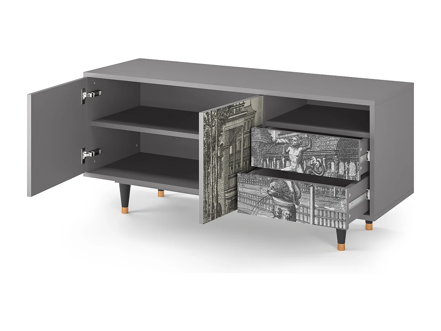 Meuble TV - 125х56х41 cm - T7 - View of the Piazza, Gris