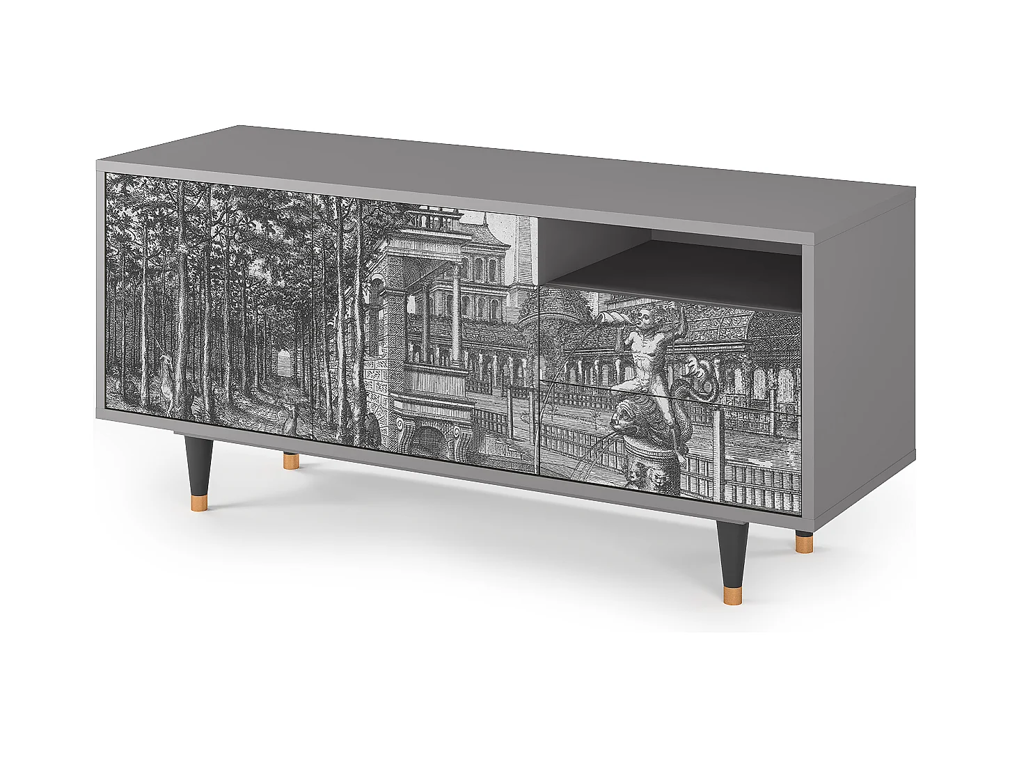 TV-meubel - 125х56х41 cm - T7 - View of the Piazza, Grijs