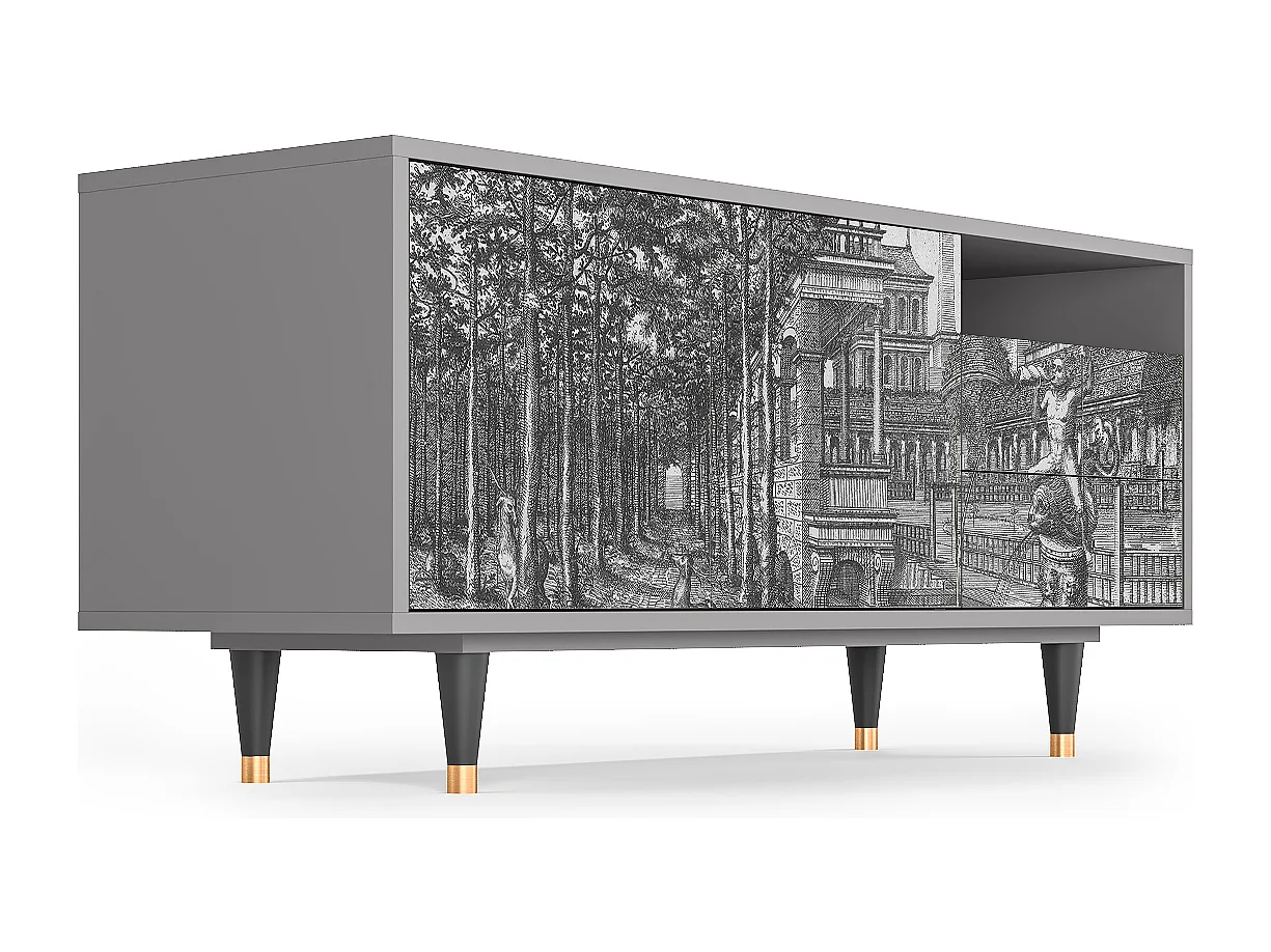 TV-meubel - 125х56х41 cm - T7 - View of the Piazza, Grijs