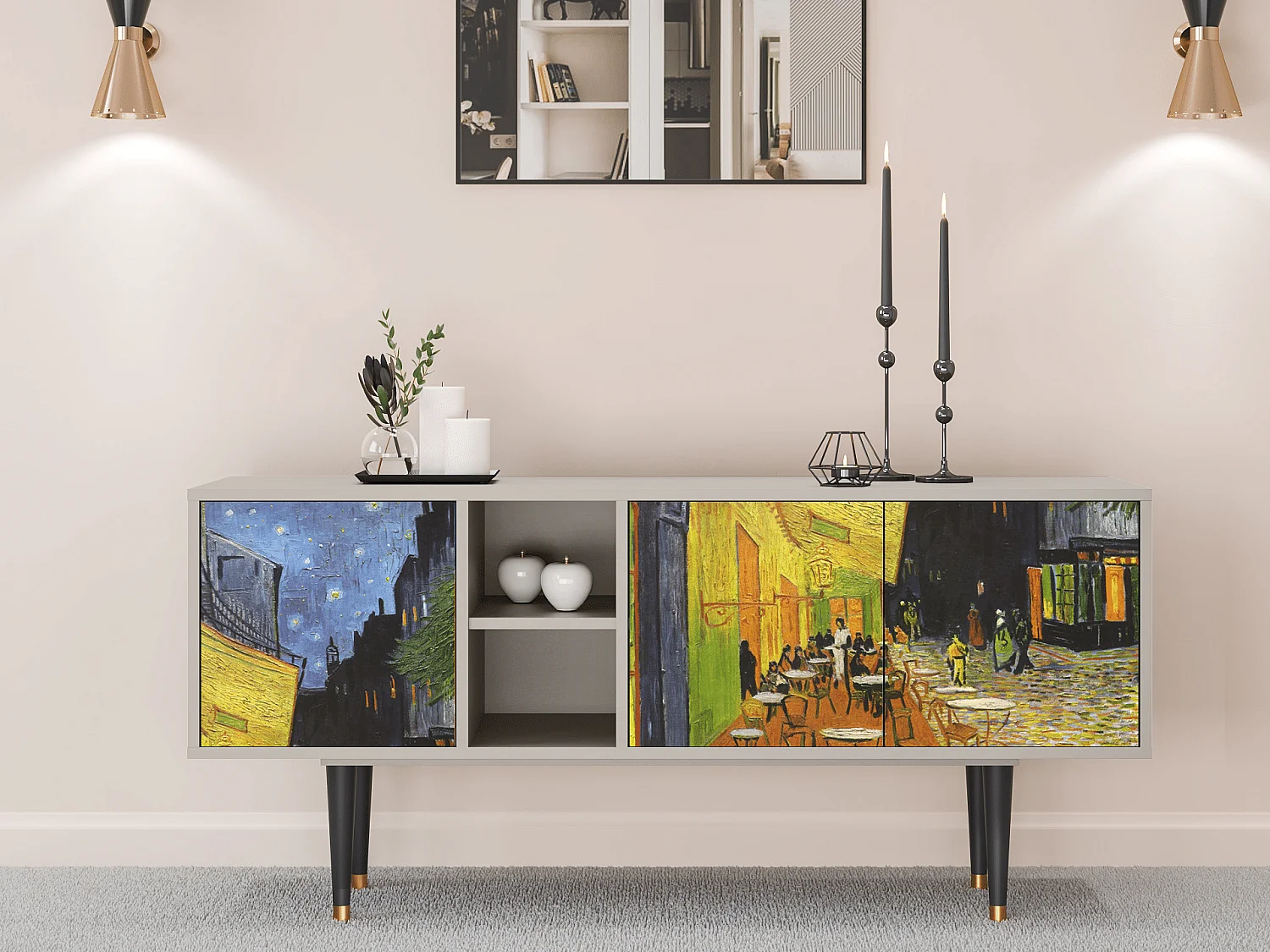 Meuble TV - 150х69х41 cm - T5 - Café Terrace at Night, Sable