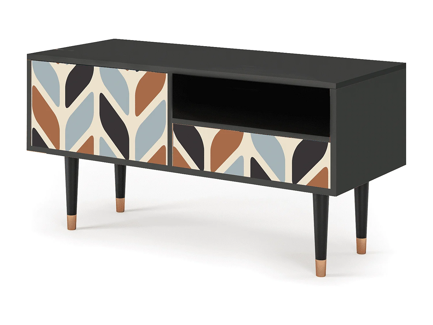 Meuble TV - 115х59х48 cm - T3 - Beige Laure, Anthracite