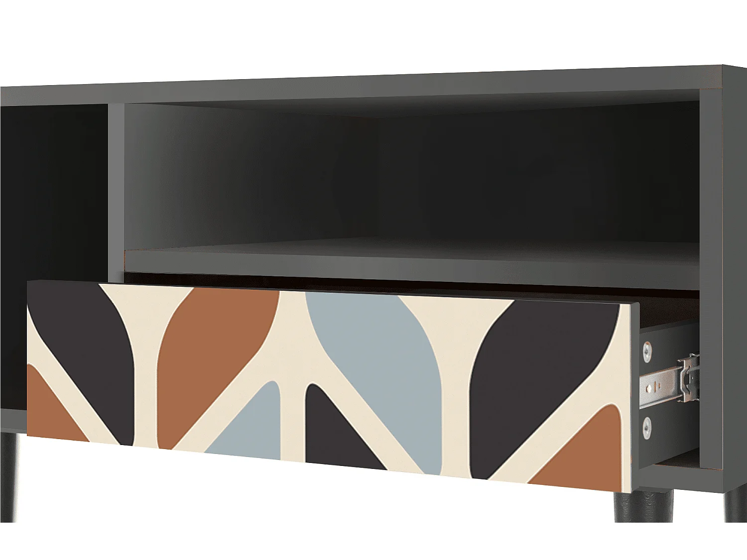 Meuble TV - 115х59х48 cm - T3 - Beige Laure, Anthracite