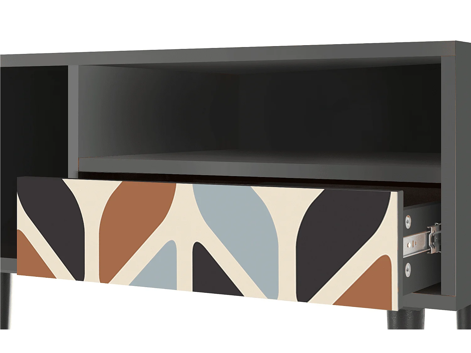 Meuble TV - 115х59х48 cm - T3 - Beige Laure, Anthracite