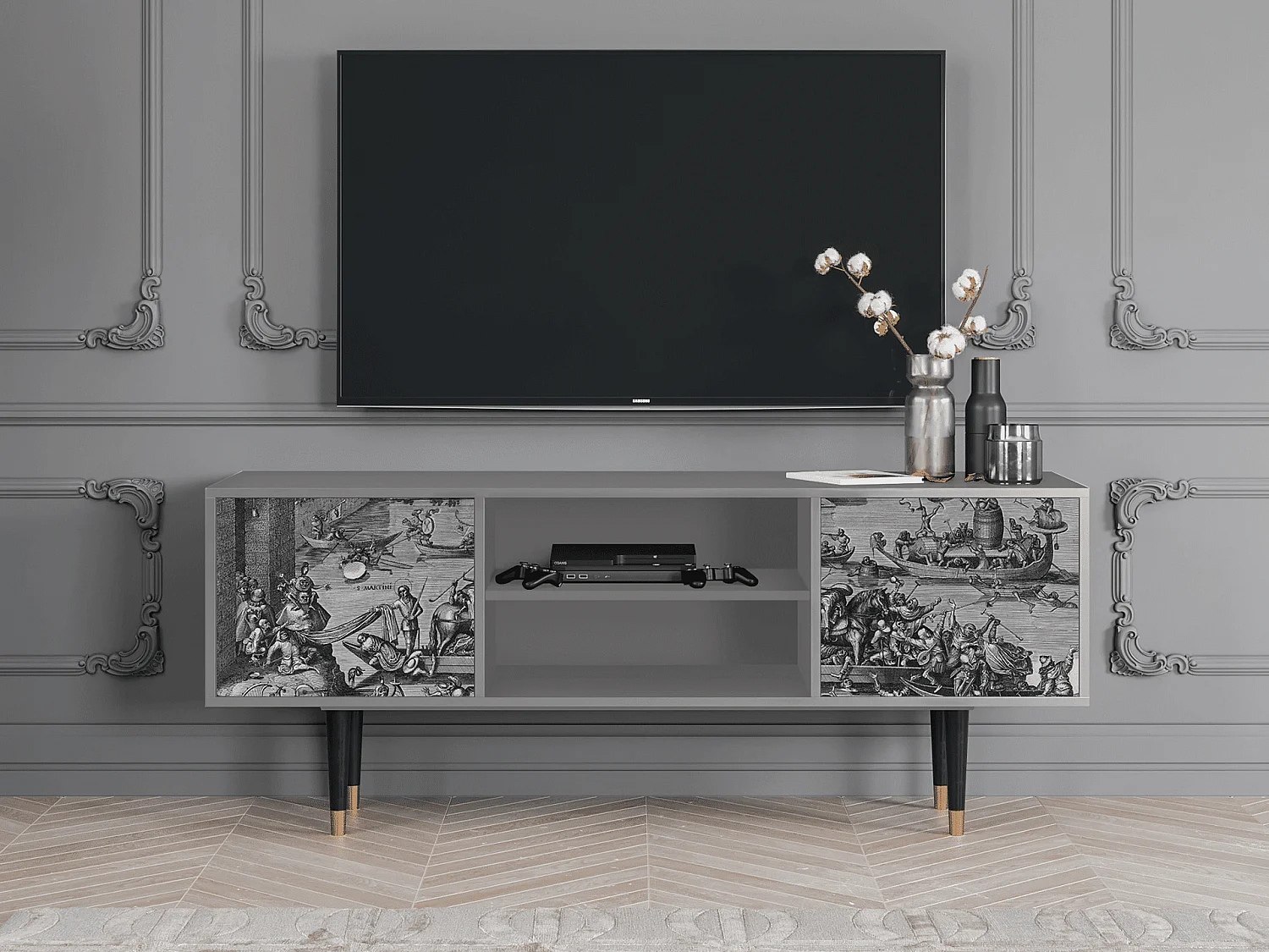 Mueble de TV - 170х69х48 cm - T2 - Saint Martin, Cinza