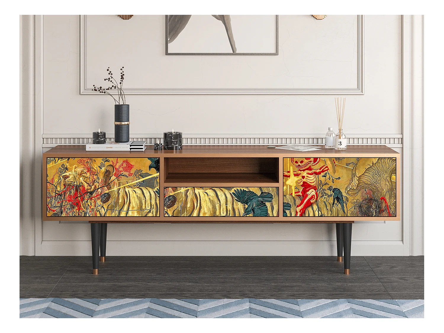 TV-Möbel - 170х59х41 cm - T6 - Blood by James Jean, Walnuss
