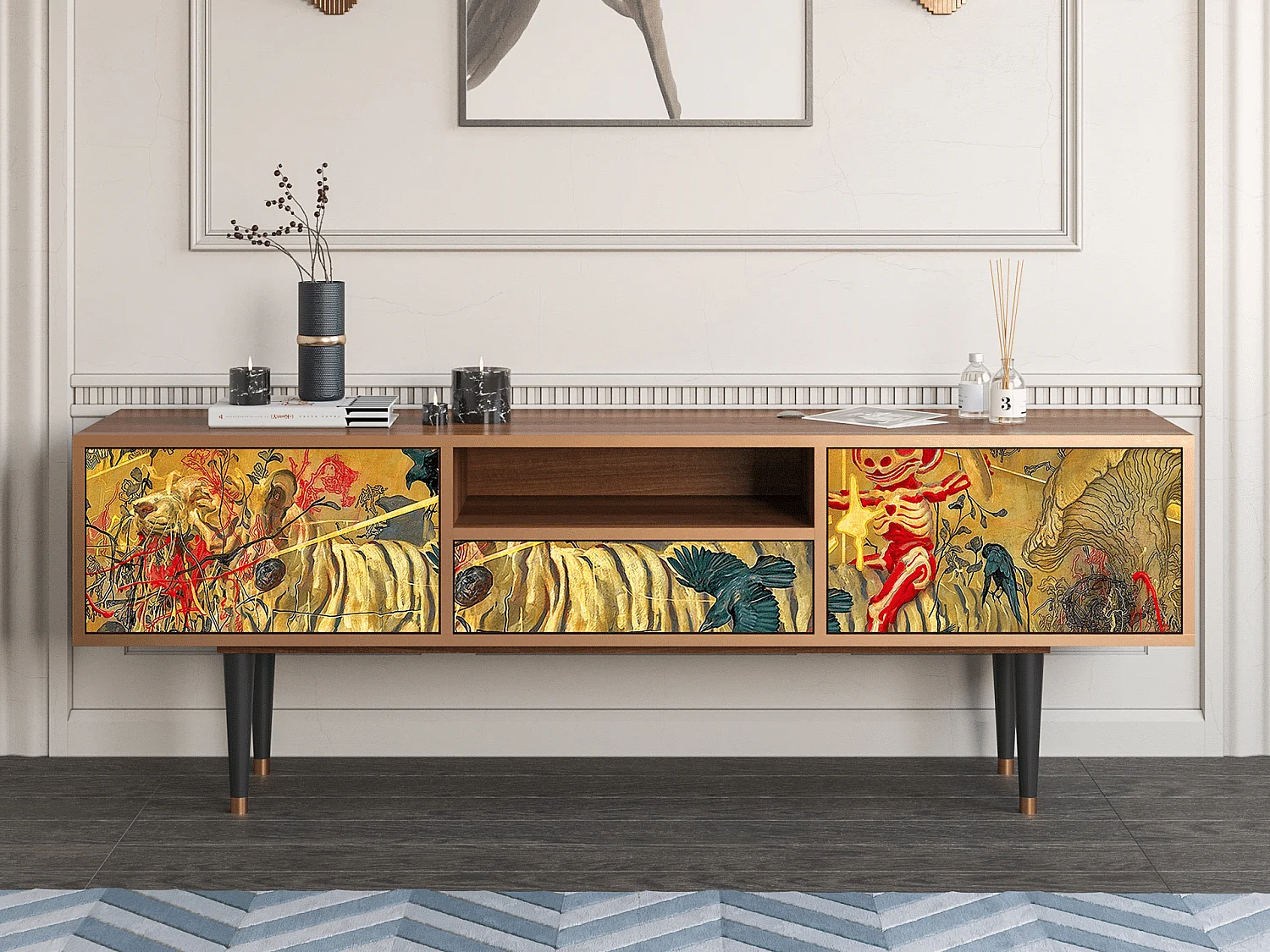 Meuble TV - 170х59х41 cm - T6 - Blood by James Jean, Noyer