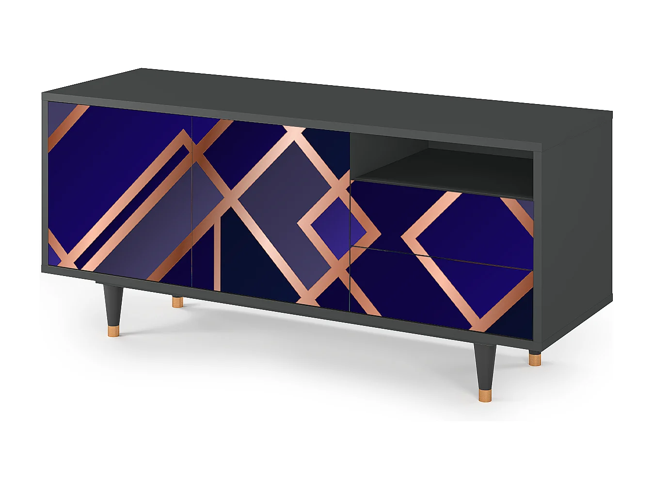 TV-Möbel - 125х56х41 cm - T7 - Aquamarine Getsby, Anthrazit