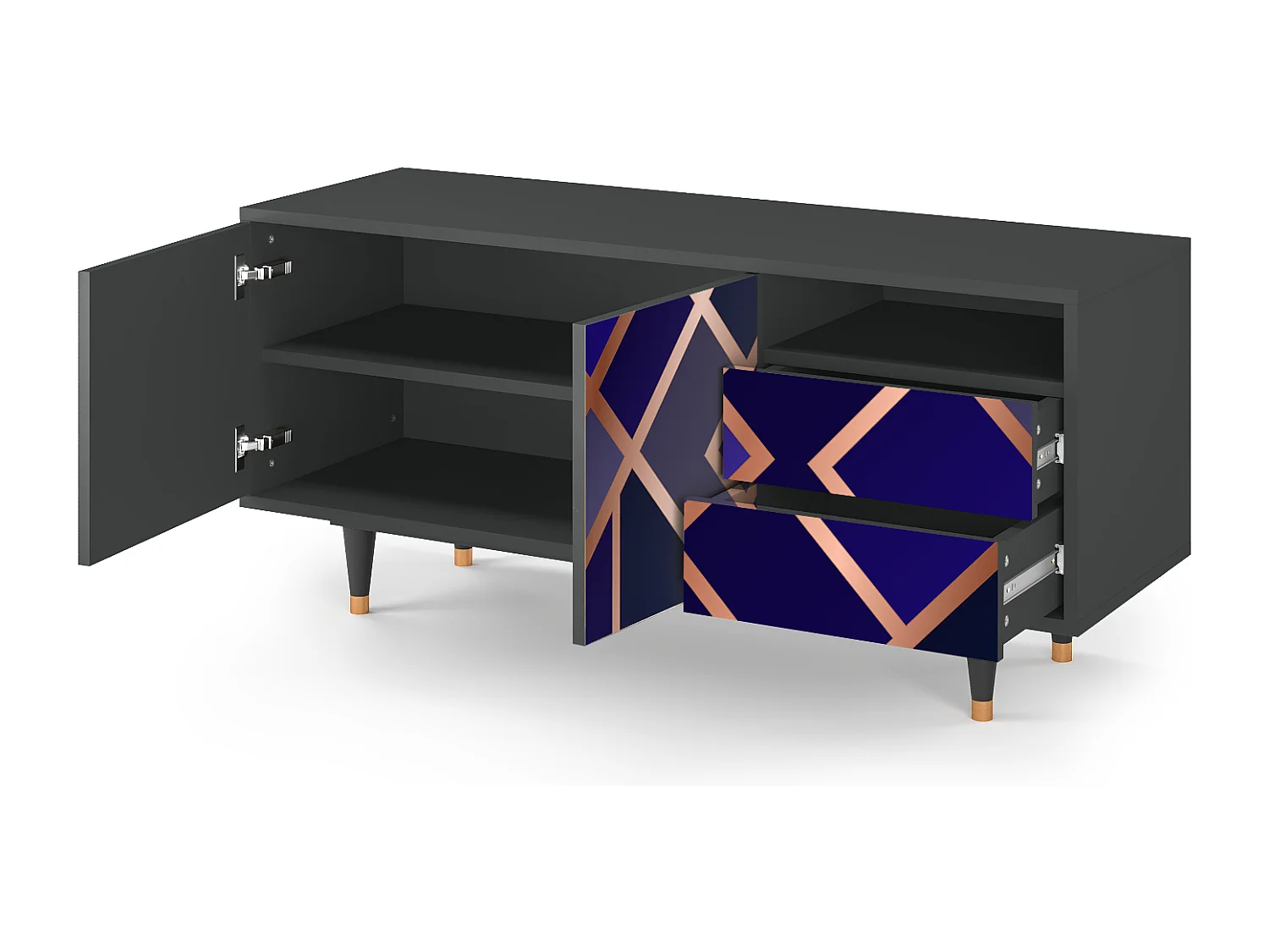 TV-Möbel - 125х56х41 cm - T7 - Aquamarine Getsby, Anthrazit