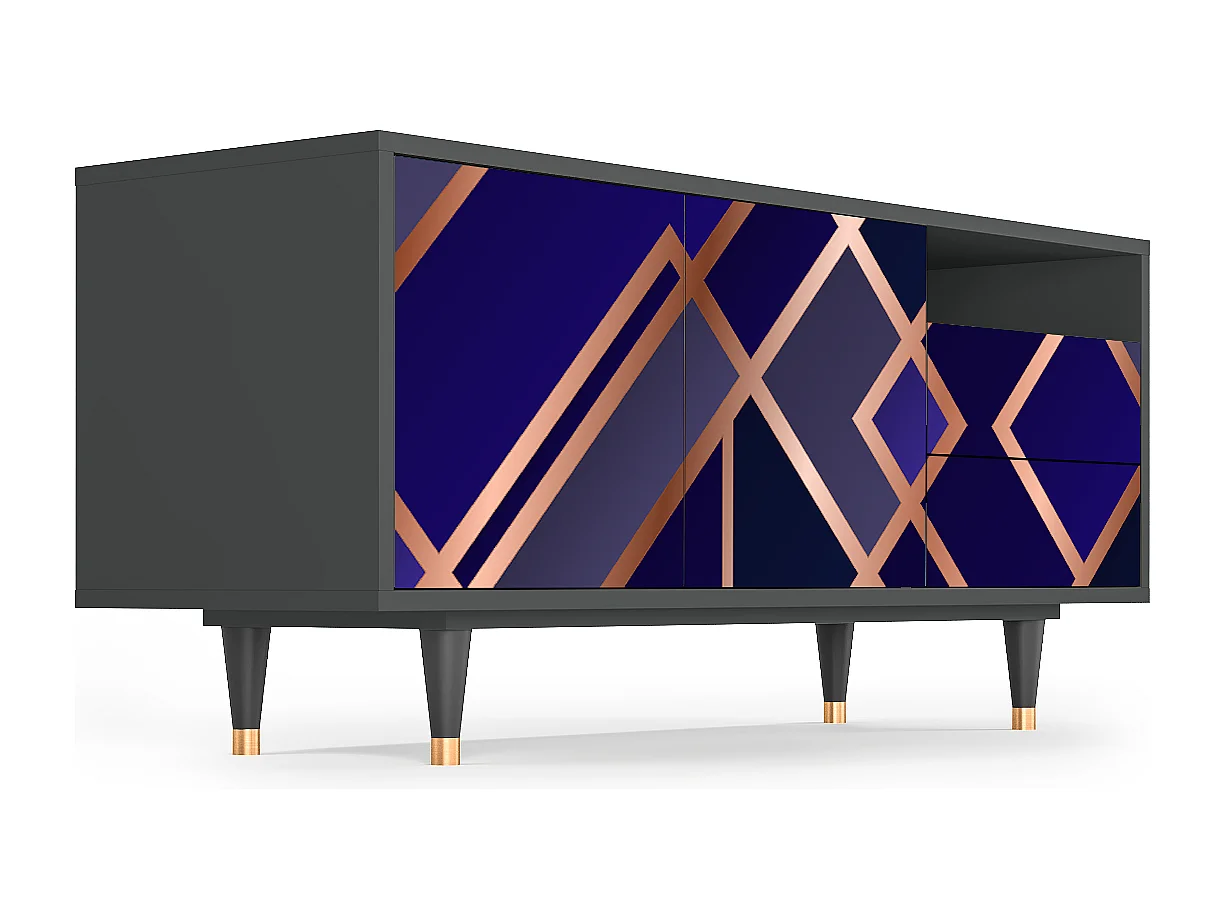 Meuble TV - 125х56х41 cm - T7 - Aquamarine Getsby, Anthracite