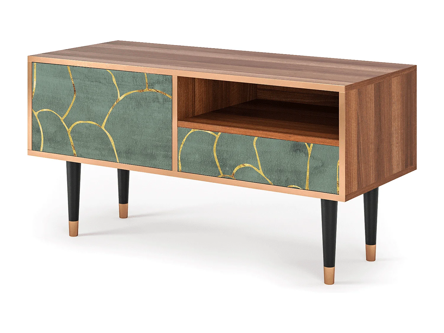 Meuble TV - 115х59х48 cm - T3 - Magnificent Water Lily, Noyer