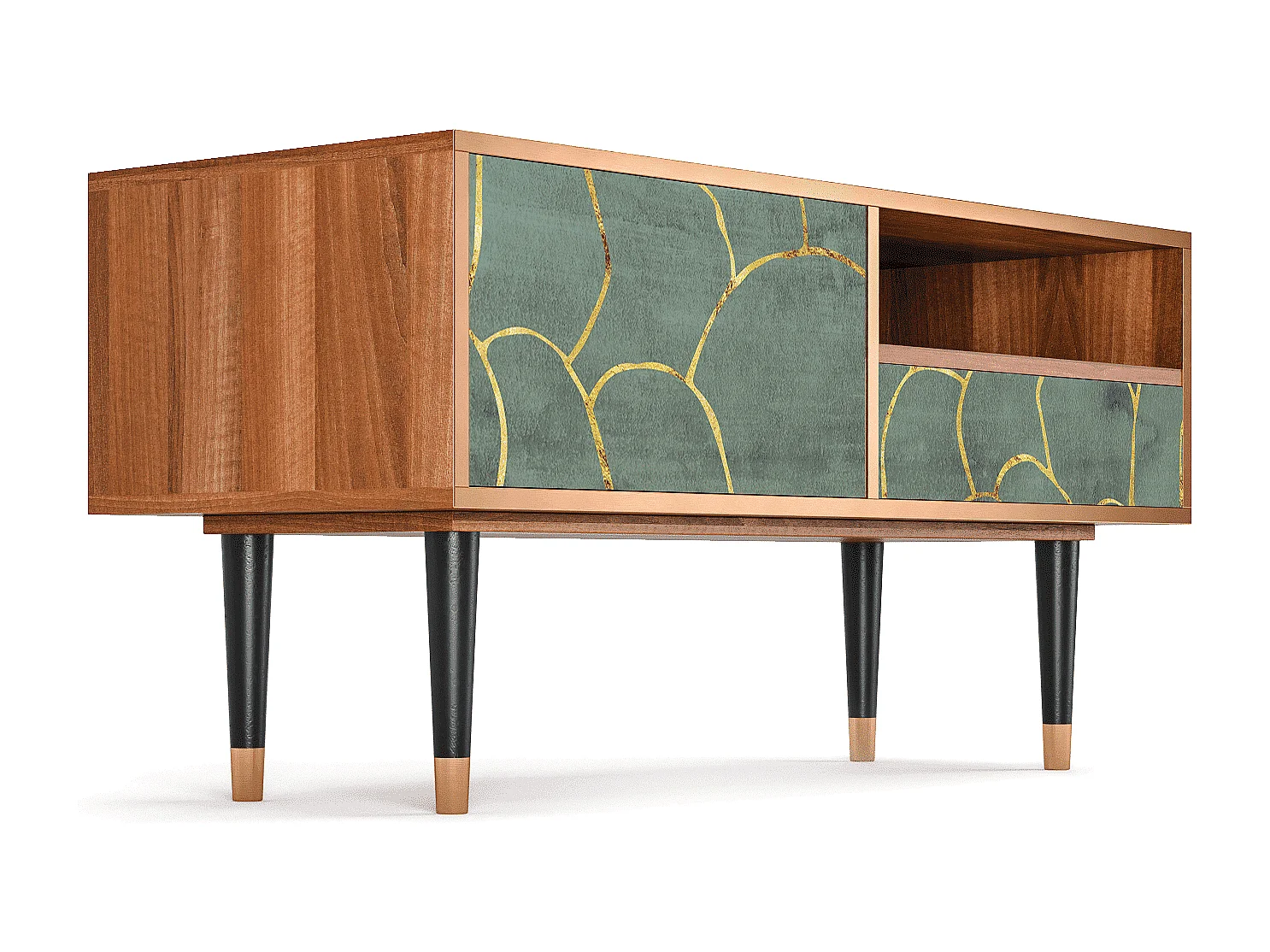 Meuble TV - 115х59х48 cm - T3 - Magnificent Water Lily, Noyer