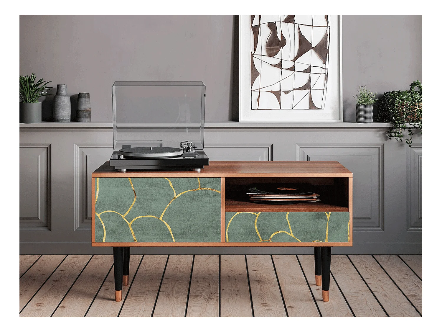 TV-Möbel - 115х59х48 cm - T3 - Magnificent Water Lily, Walnuss