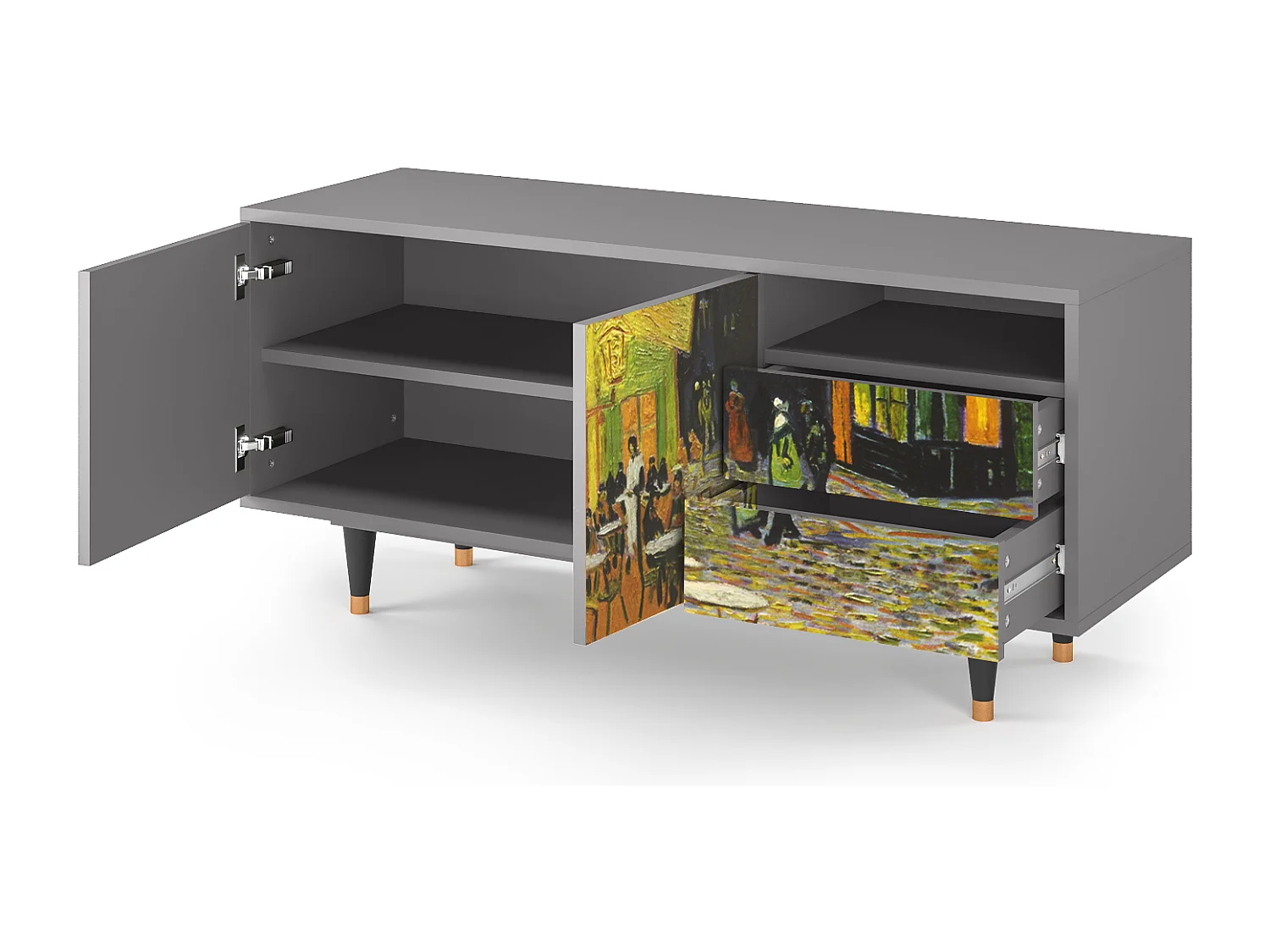 TV-Möbel - 125х56х41 cm - T7 - Café Terrace at Night, Grau