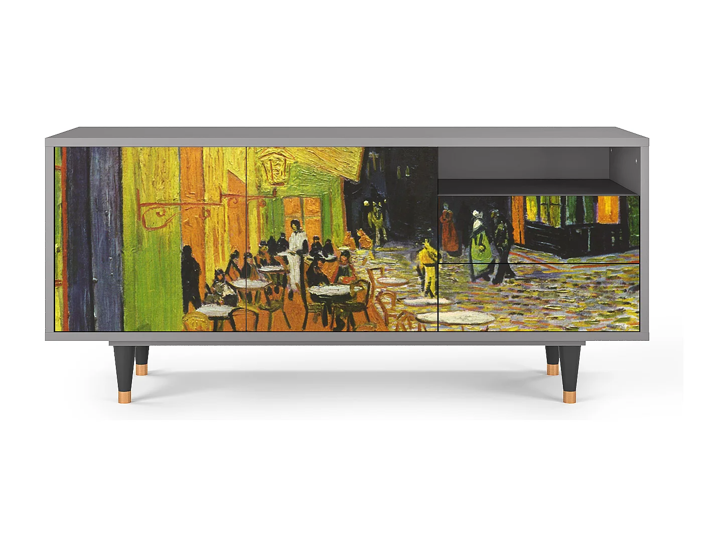 TV-meubel - 125х56х41 cm - T7 - Café Terrace at Night, Grijs