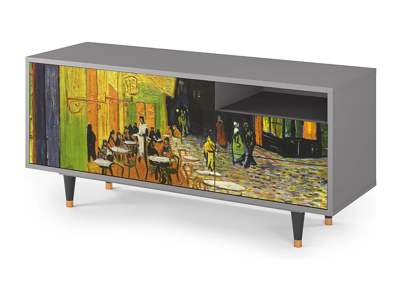 TV-meubel - 125х56х41 cm - T7 - Café Terrace at Night, Grijs