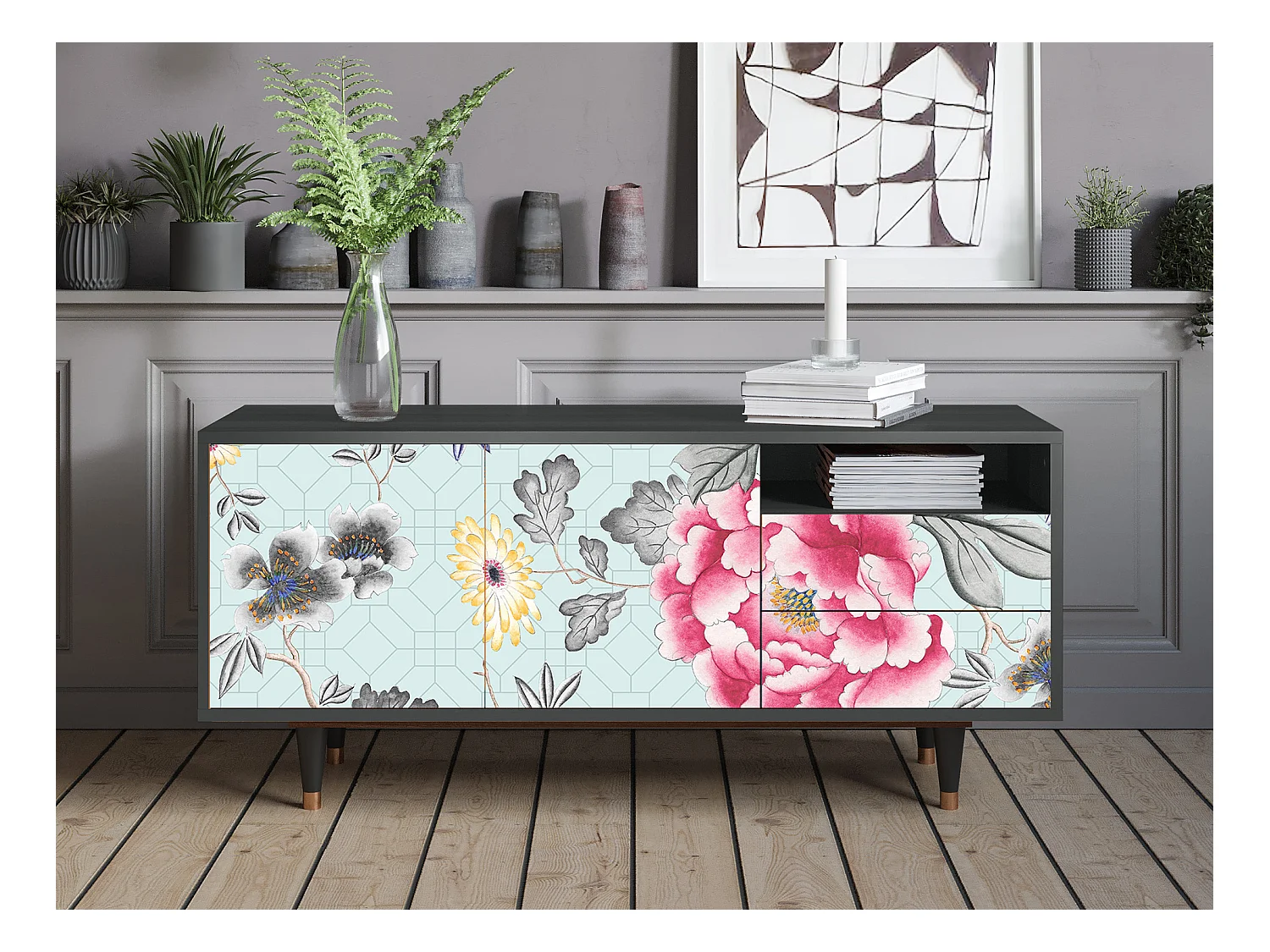 Meuble TV - 125х56х41 cm - T7 - Sky Garden, Anthracite