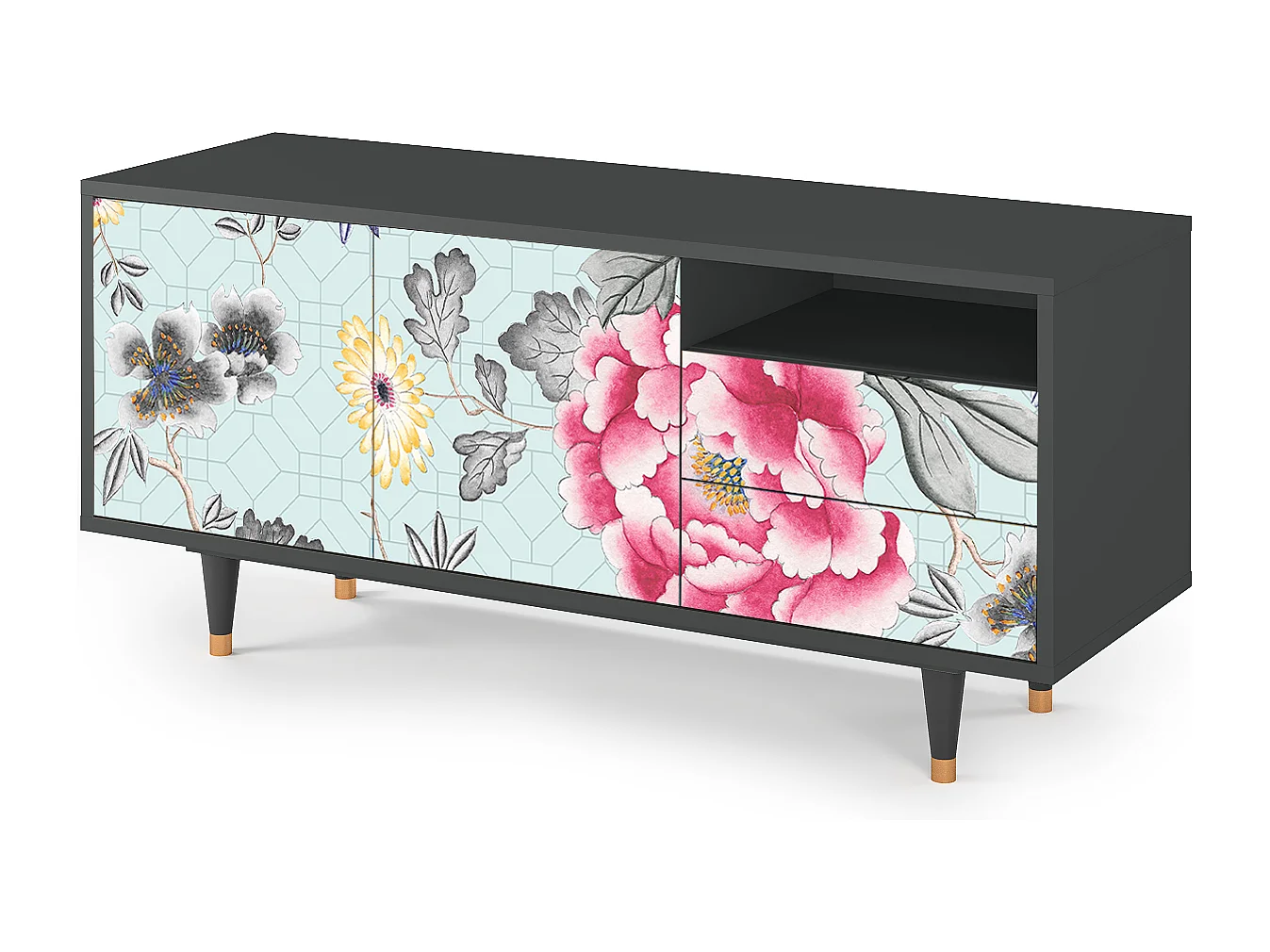 Meuble TV - 125х56х41 cm - T7 - Sky Garden, Anthracite