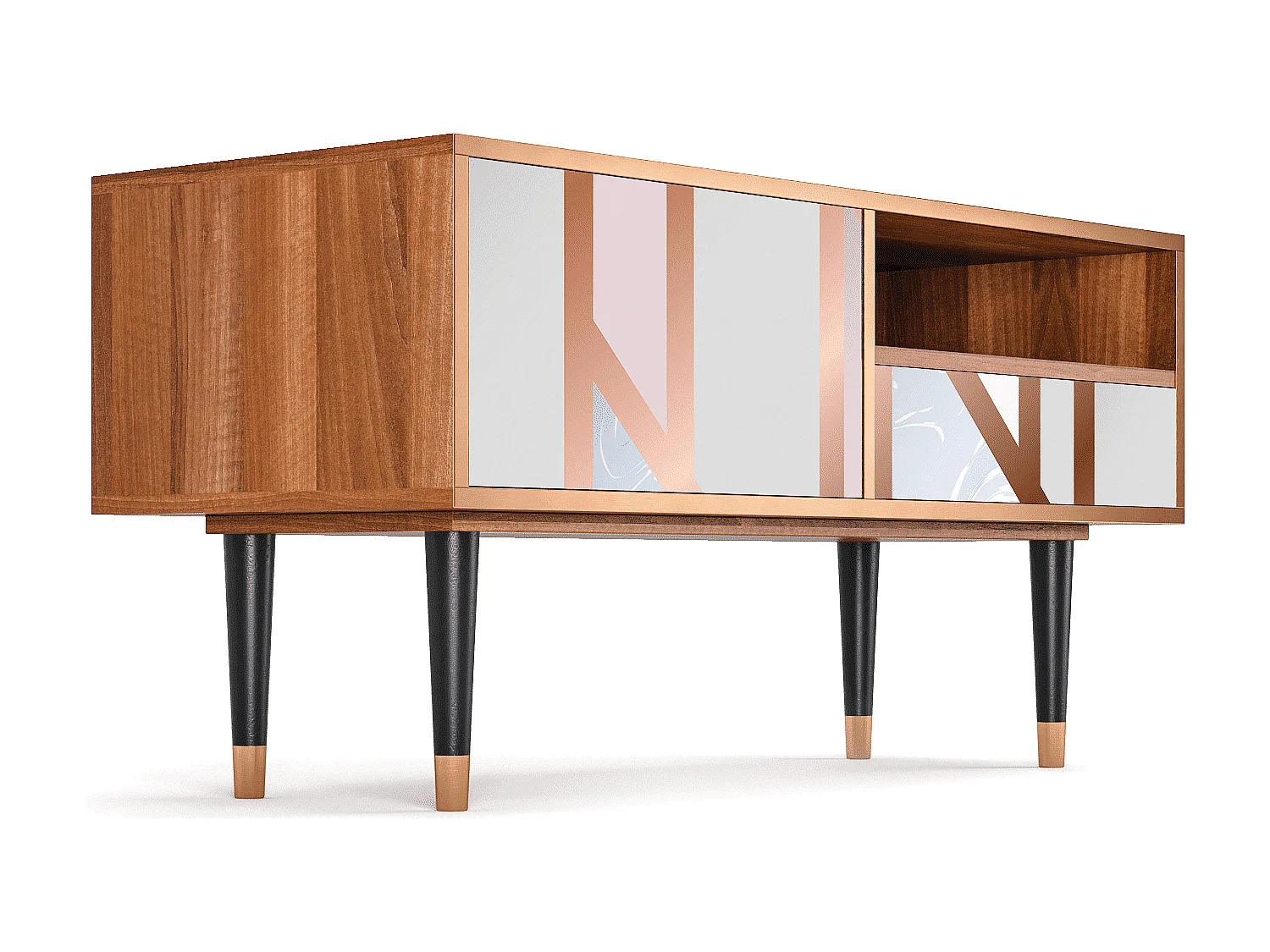 Meuble TV - 115х59х48 cm - T3 - Champagne Story, Noyer