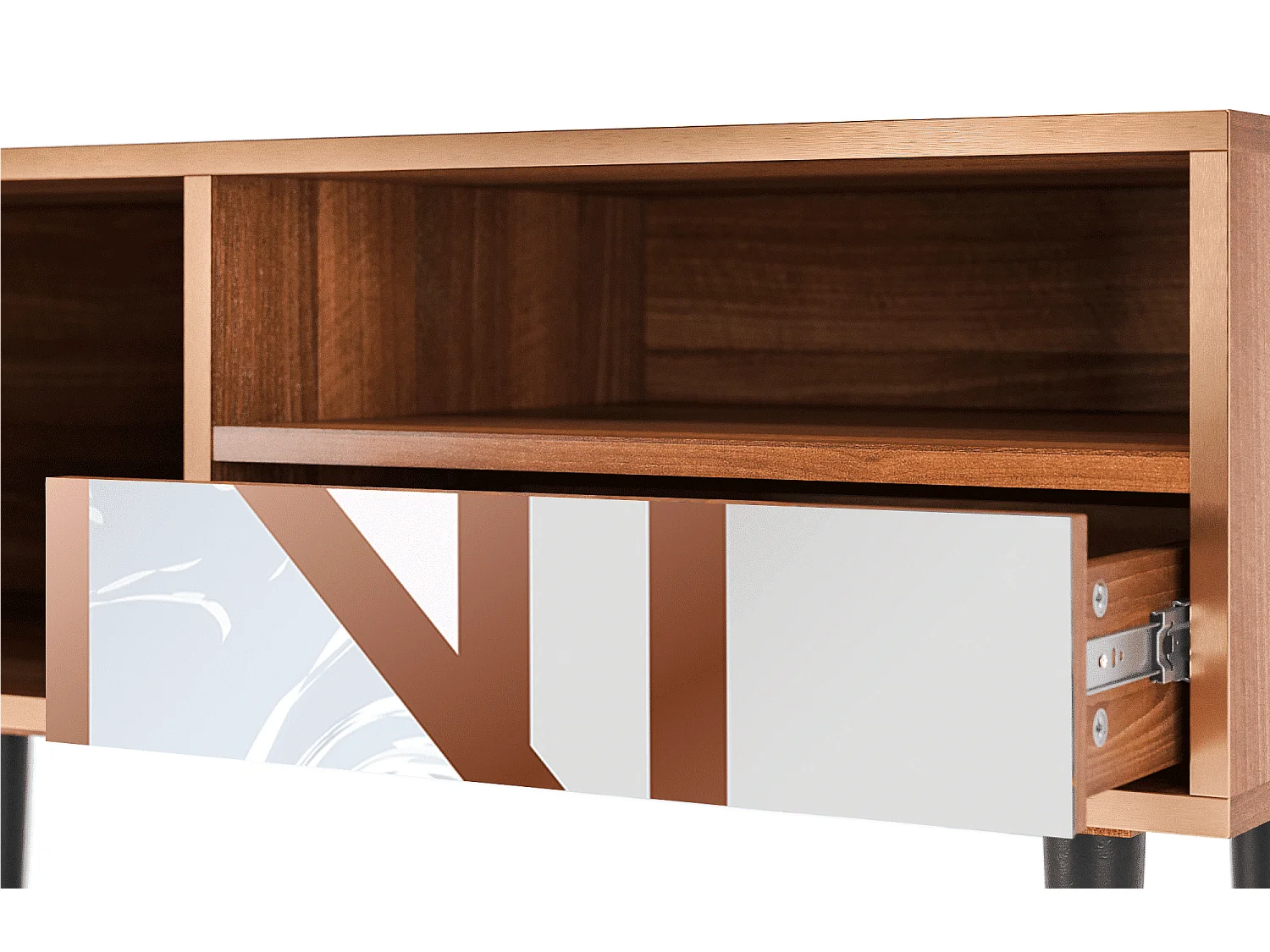 Meuble TV - 115х59х48 cm - T3 - Champagne Story, Noyer