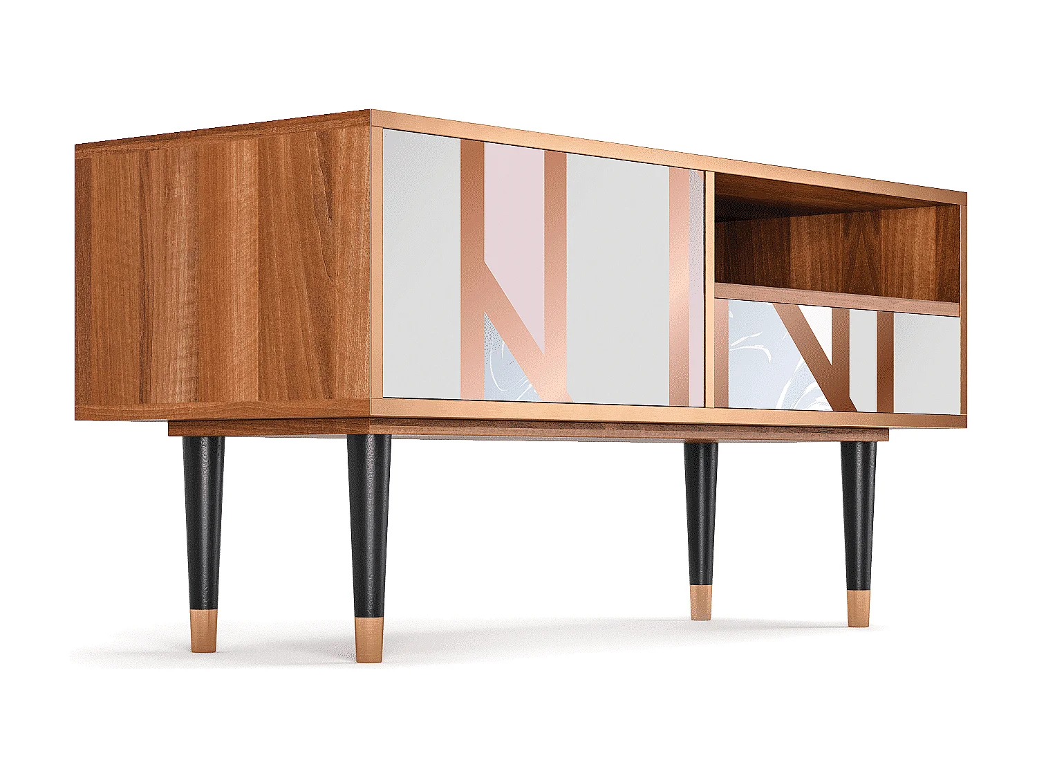 Mueble de TV - 115х59х48 cm - T3 - Champagne Story, Nogal