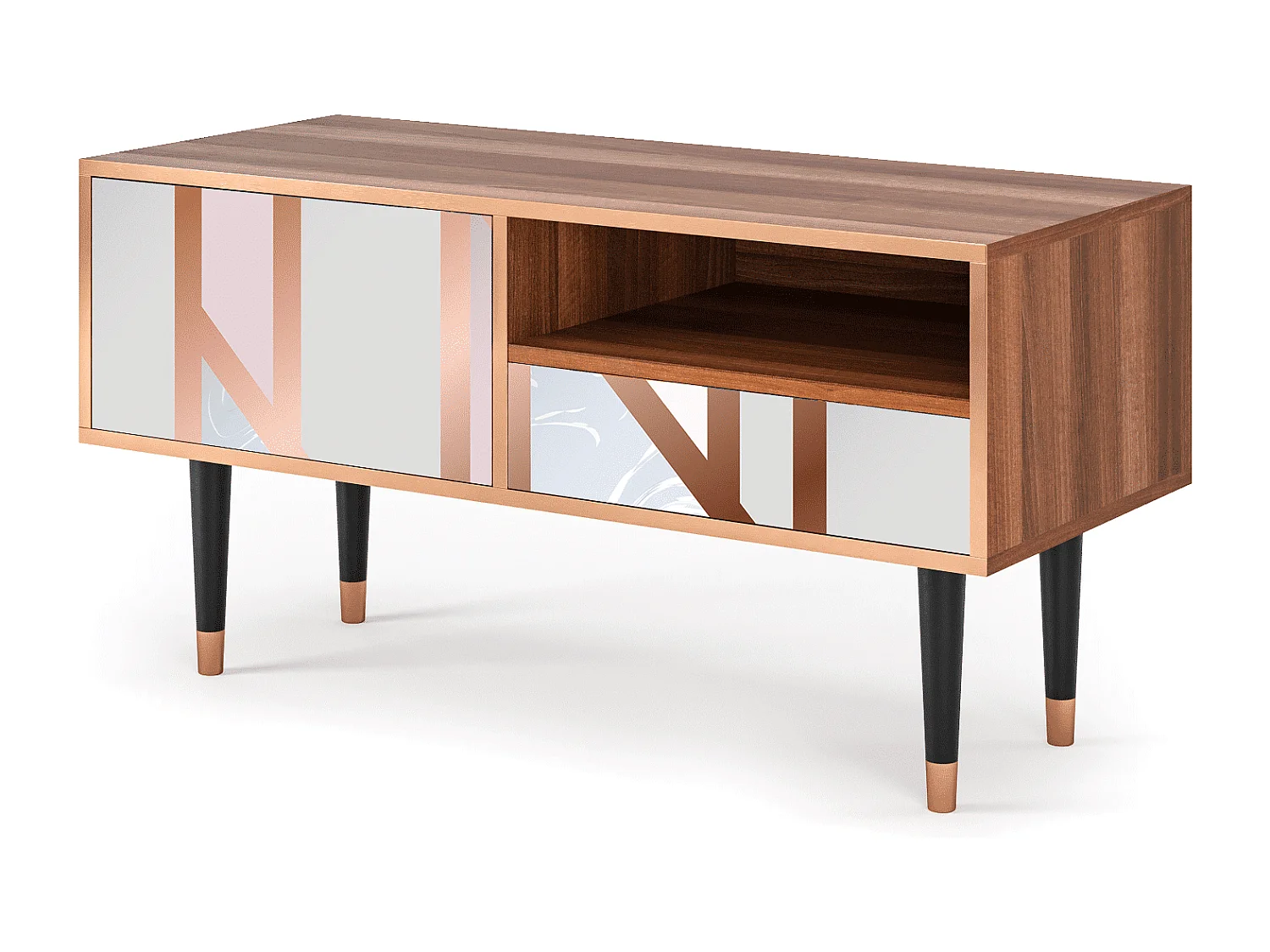 Mueble de TV - 115х59х48 cm - T3 - Champagne Story, Nogal