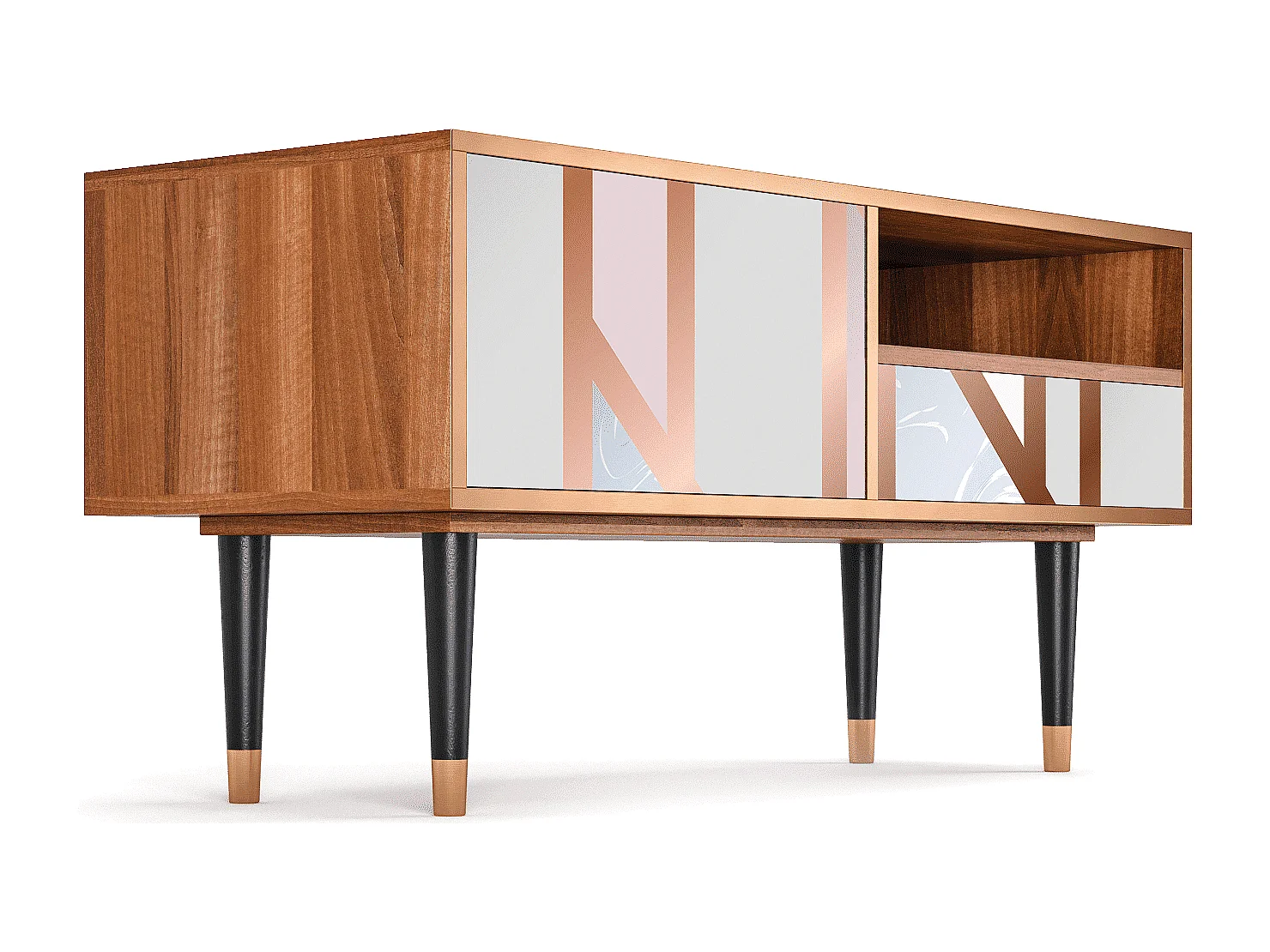 Mueble de TV - 115х59х48 cm - T3 - Champagne Story, Nogal