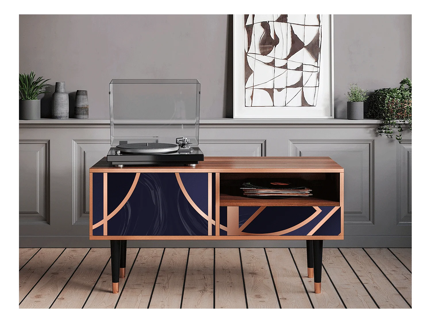 Meuble TV - 115х59х48 cm - T3 - Purple Temple, Noyer