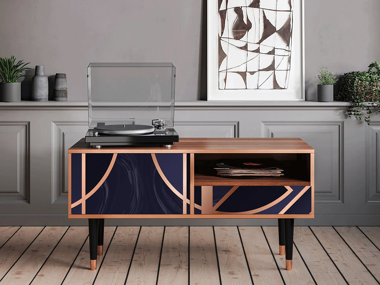 Meuble TV - 115х59х48 cm - T3 - Purple Temple, Noyer