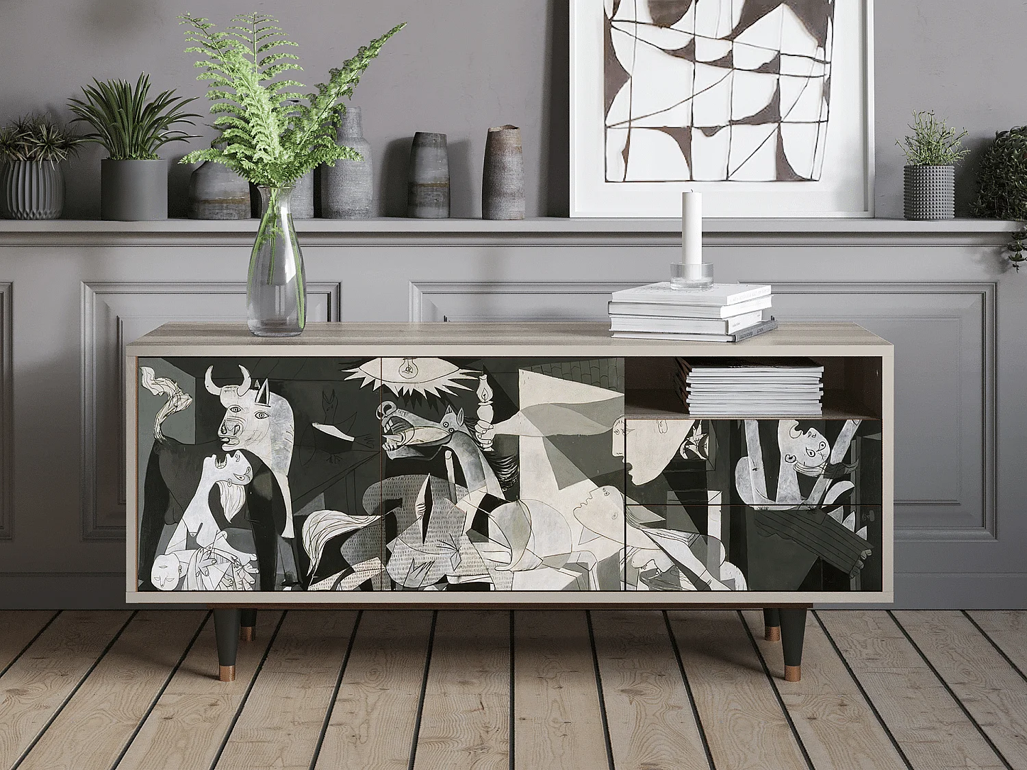 Mueble de TV - 125х56х41 cm - T7 - Guernica by Picasso, Arena