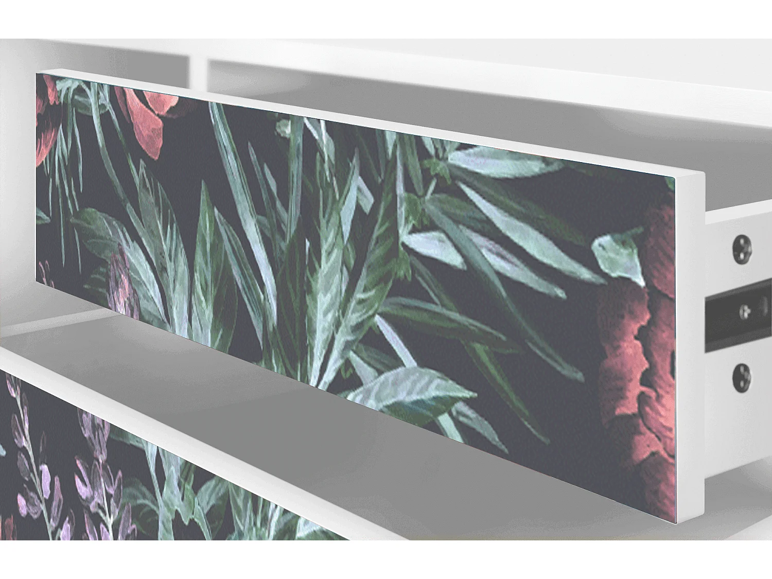 Meuble TV - 170х59х48 cm - T4 - Dark Peonies, Blanc