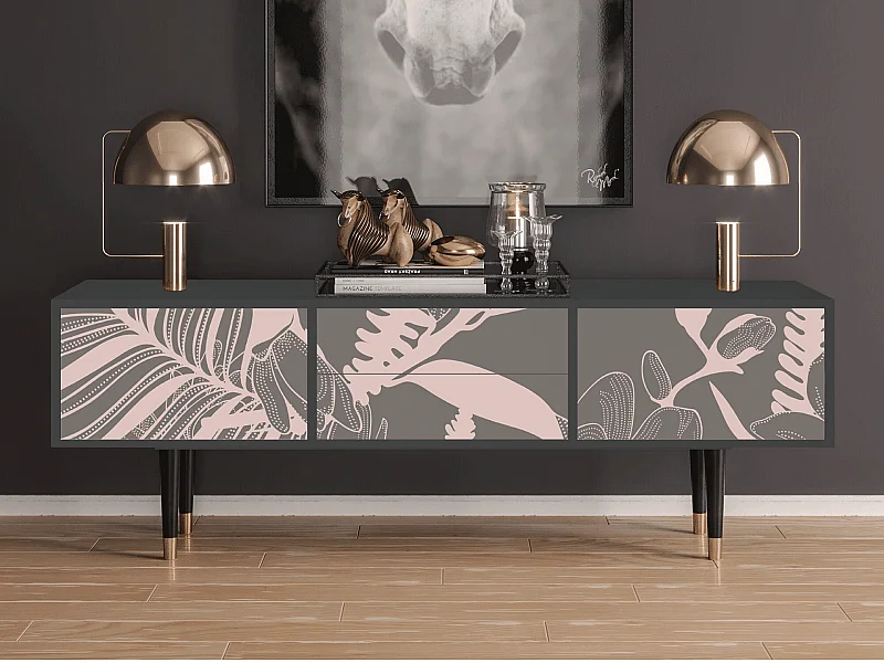 TV-Möbel - 170х59х48 cm - T4 - Issabelline Flower, Anthrazit