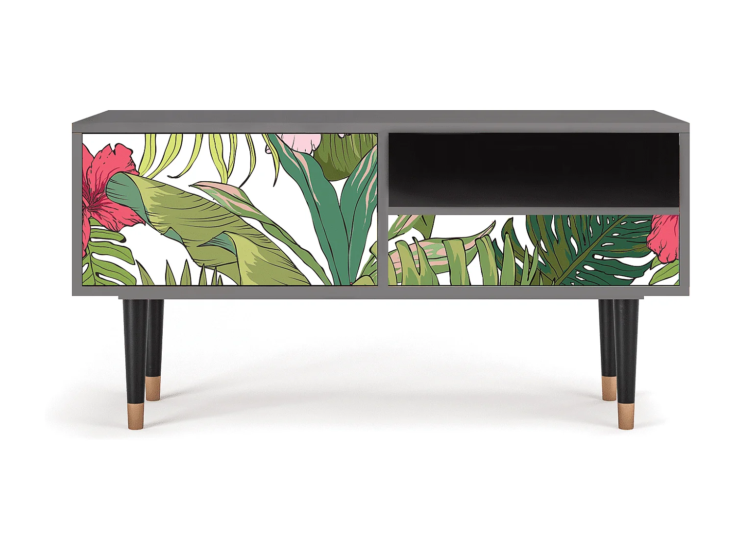 Szafka RTV - 115х59х48 cm - T3 - Verdant Tropics, Szary