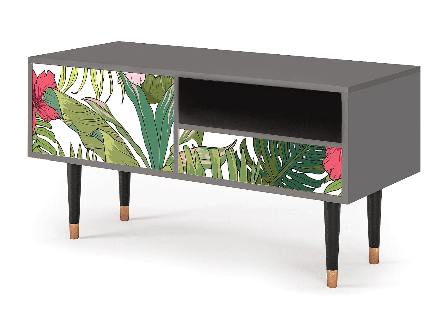 Szafka RTV - 115х59х48 cm - T3 - Verdant Tropics, Szary