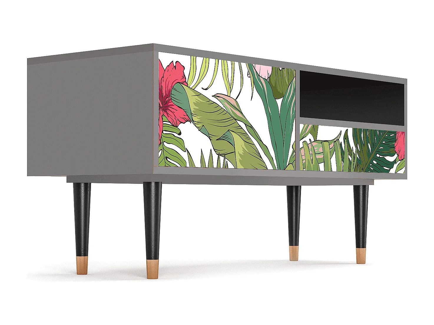 Szafka RTV - 115х59х48 cm - T3 - Verdant Tropics, Szary