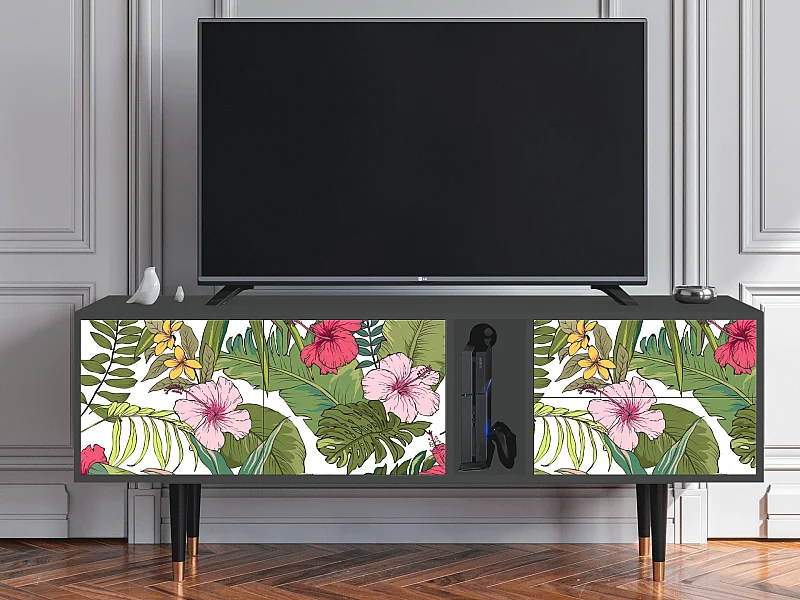 Mueble de TV - 170х69х48 cm - T1 - Verdant Tropics, Antracite