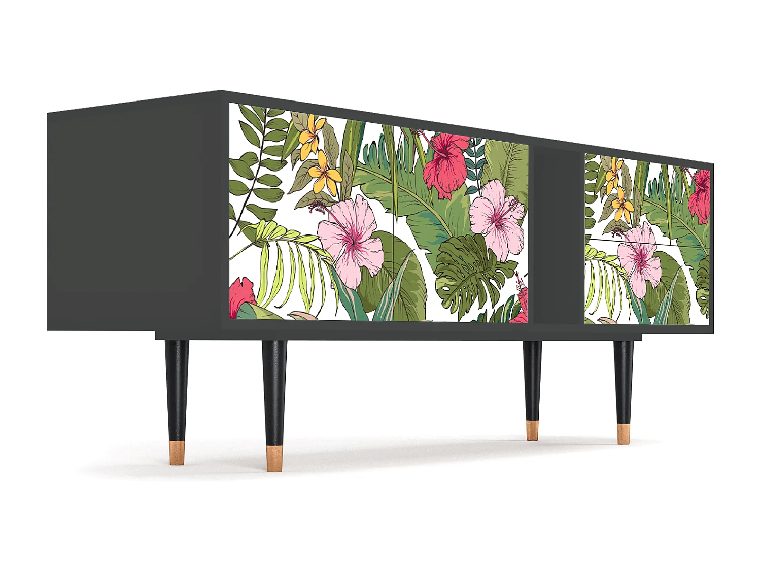 Szafka RTV - 170х69х48 cm - T1 - Verdant Tropics, Antracyt