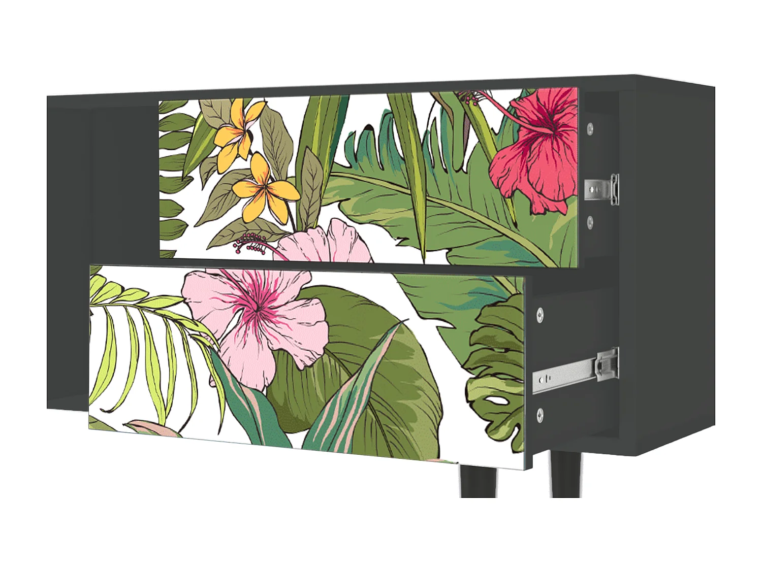 Szafka RTV - 170х69х48 cm - T1 - Verdant Tropics, Antracyt