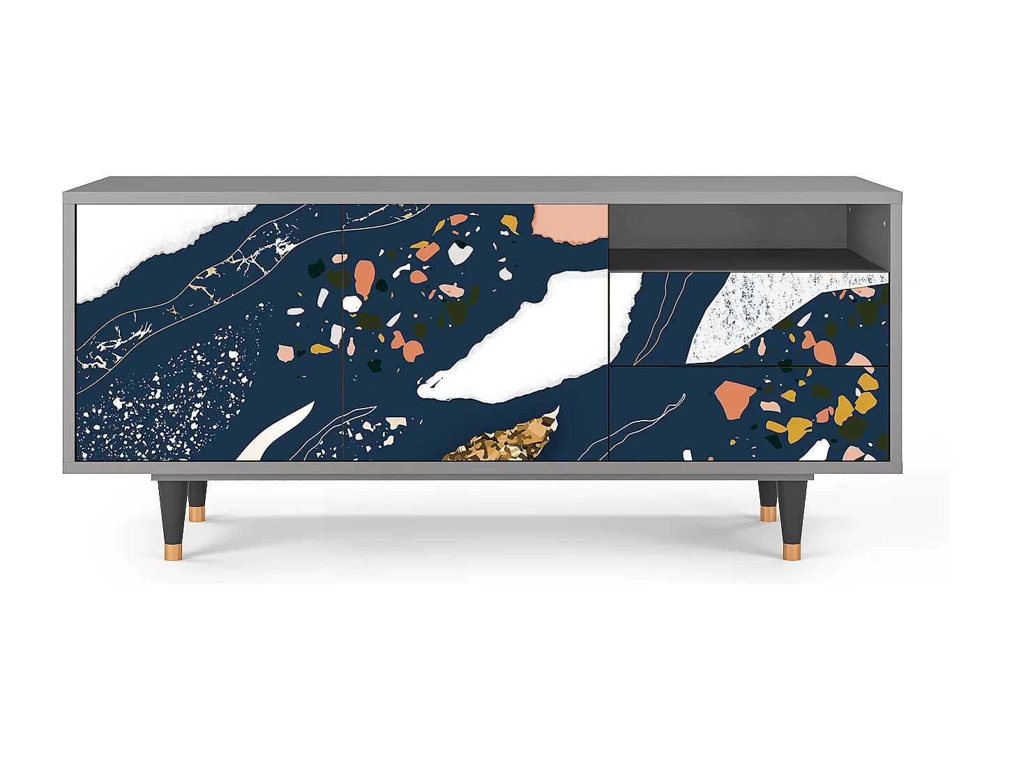 Meuble TV - 125х56х41 cm - T7 - Nude Iceberg, Gris