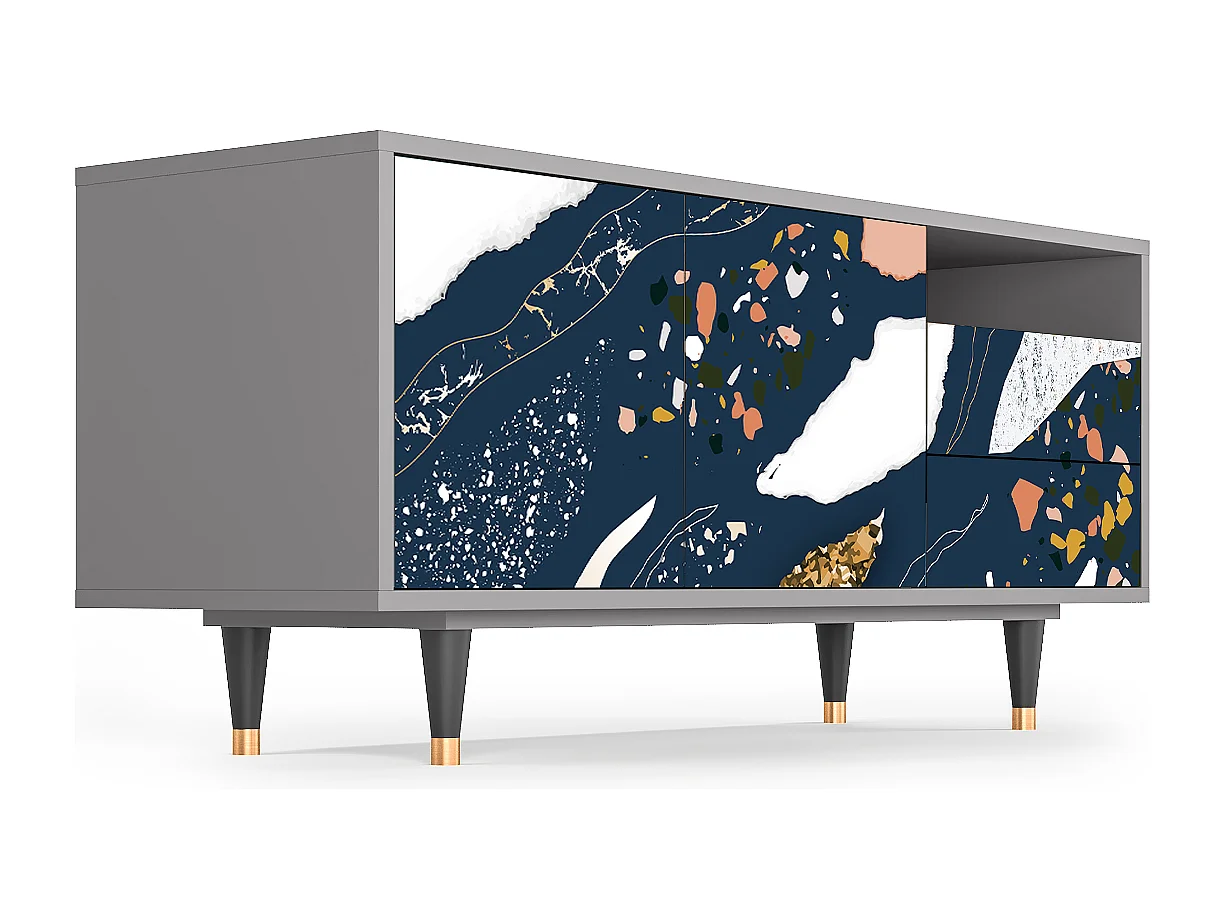 Meuble TV - 125х56х41 cm - T7 - Nude Iceberg, Gris