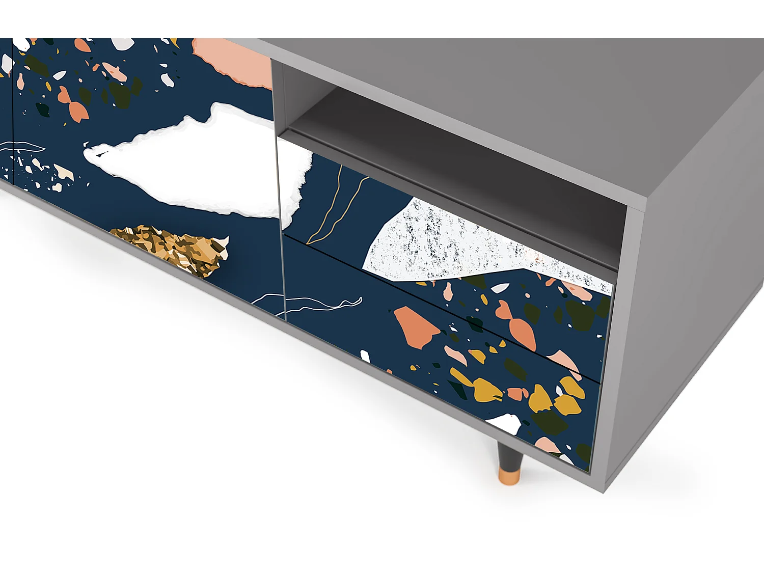 Meuble TV - 125х56х41 cm - T7 - Nude Iceberg, Gris