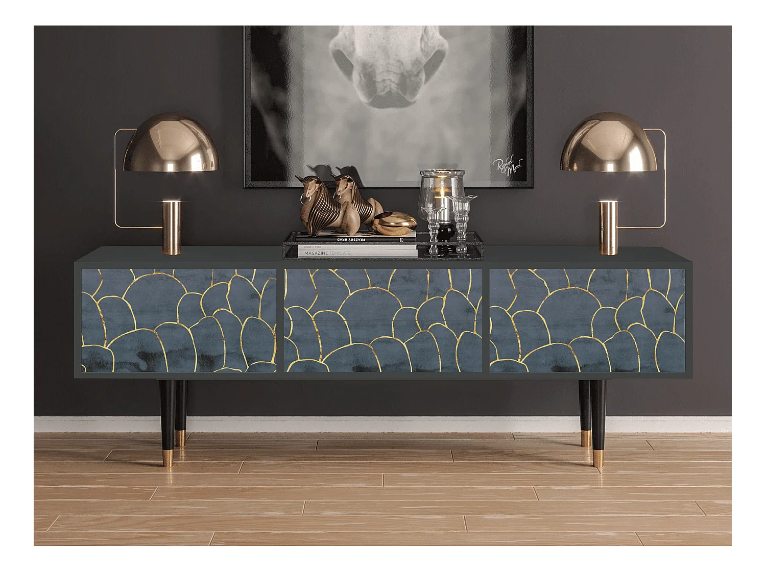 Mobile TV - 170х59х48 cm - T4 - Blue Lagoon, Antracite