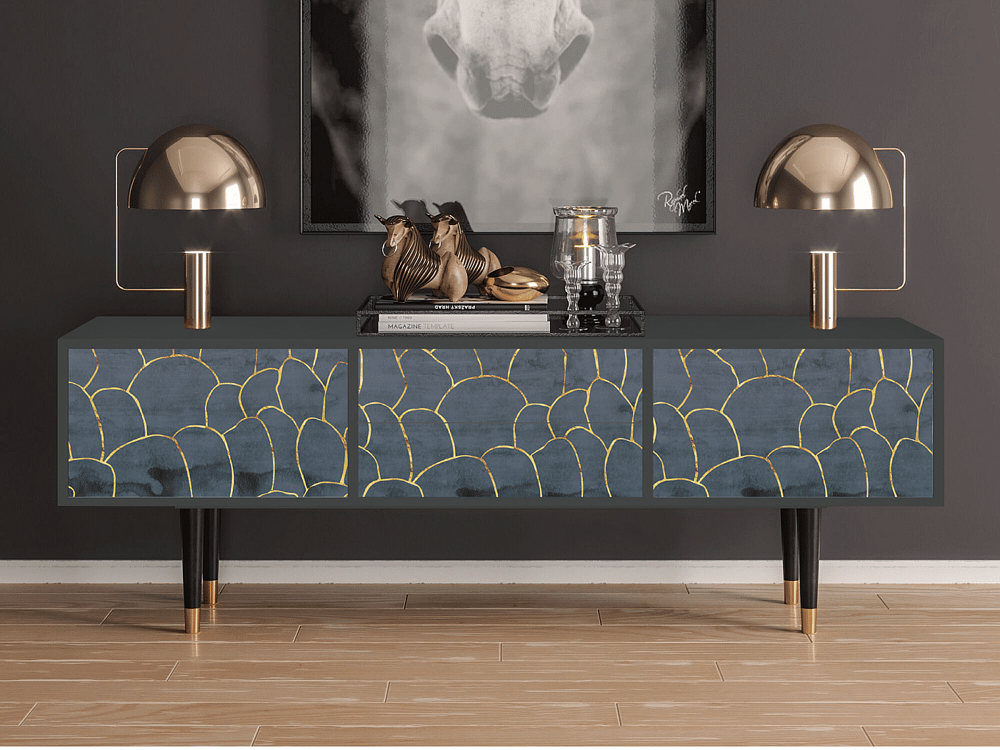 Szafka RTV - 170х59х48 cm - T4 - Blue Lagoon, Antracyt
